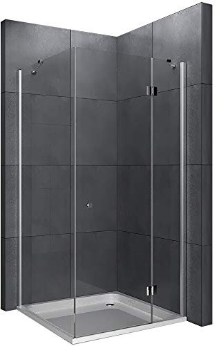 Alpenberger Duschkabine 100x100 Eckeinstieg | Glastür Duschwand für Dusche | Duschtür und Seitenteil | Duschabtrennung Duschglaswand aus Sicherheitsglas | Eckduschkabine Glasdusche
