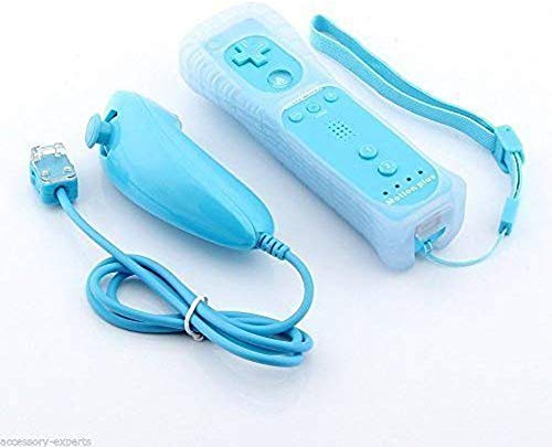 mini kitty 2 en 1 Manette Plus Et Nunchunk pour Nintendo wii- Bleu Clair