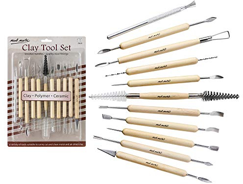 Mont Marte Modellierwerkzeug Set – 11 Sculpting Werkzeuge in verschiedenen Größen und Formen – Ideal für das Bearbeiten von Ton, Polymer, Keramik