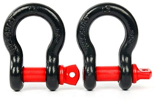 FreeTec 4 Pezzi Grillo Traino, 4,75t Arco Acciaio Grilli con Perno, Grande Grillo Sollevamento Traino Grilli Fuoristrada Recupero 4x4 per Catena Cinghia Auto Camion (Rosso e Nero)