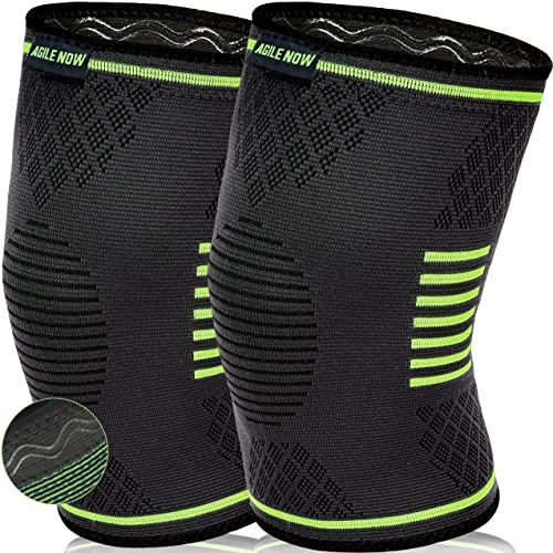 AGILE NOW Kniebandage [2er Set ] [M - XL] Premium inkl. Ultimativer Ratgeber E-Book die Kniebandage Männer Sport & Kniebandage Damen grün