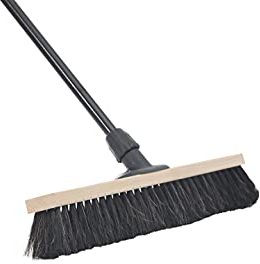 Novaliv Saalbesen Naturhaar 40 cm I Besen mit Stiel ausziehbar I Rosshaar schwarz I Weich I fein I Großraumbesen Kehrbesen Zimmerbesen Hofbesen