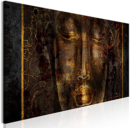 decomonkey Bilder Buddha 150x50 cm 1 Teilig Leinwandbilder Wandbild Zen | Strukturleinwand, Holzkeilrahmen, Bild auf Leinwand, Kunstdruck, Wanddeko, Wohnzimmer, Wanddekoration, Orient, Ornament