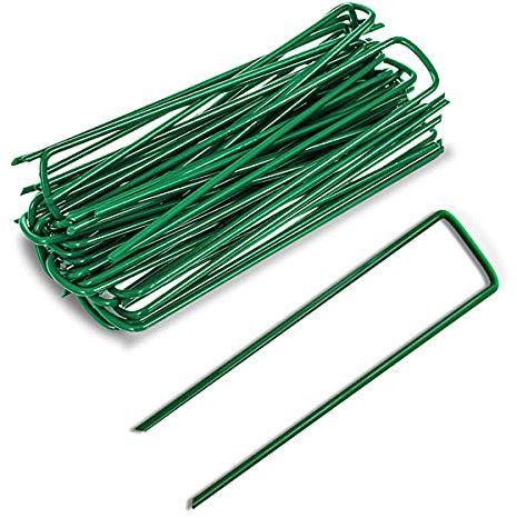 AKOFIC 50 Pièces Piquets de Fixation, Piquets de Jardin en Acier Galvanisé, Pelouse Agrafes en Forme de U pour Toile de Paillage Bâche Anti-Mauvaises Herbes Grillage Filets Gazon Artificiel