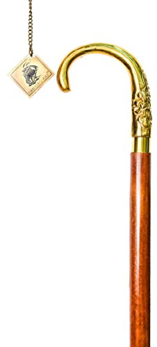 Sailor's Art Gehstock aus antikem Messing und Holz, mit wunderschön geschnitztem Knauf, für ältere Menschen, Vintage-Heimdekoration, abnehmbarer Gehstock