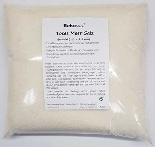 Rekosan ® Totes Meersalz Granulat 5 kg 1,0-2,5 mm aus Jordanien (Speisesalz/Badesalz)