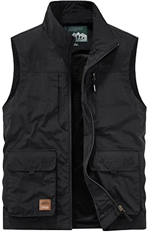 KTWOLEN Herren Outdoor Sport Weste Ärmellose Jacke Safari Weste mit Vielen Taschen Anglerweste Fotografie Sport Camping Jagd Wandern Freizeitweste, Schwarz, XL
