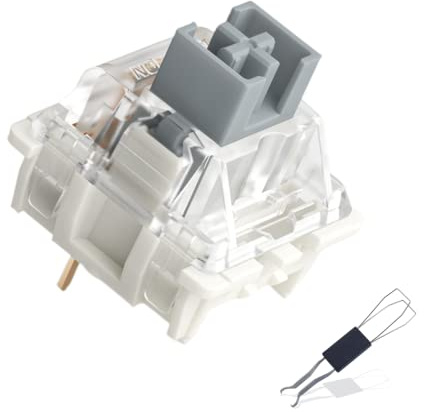 Sunzit Gateron MX Pro Switch Selbstschmierende Doppelfeder mit professionellem 2-in-1-Tastatur-Tastenkappenabzieher, geeignet für mechanische Tastaturen, SMD-3-Pin-Silberschalter (70 Stück)