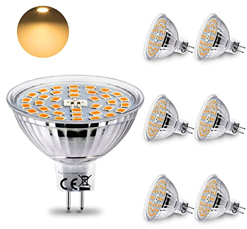 HiBay 6 Lampadina LED GU5.3 MR16 12V,4W Equivalente a 35W Alogena,400LM Luce Calda 2700K,Lampadine Faretto LED GU5.3 per Plafoniera Spot Lampada Sostituiscono,Non Dimmerabile