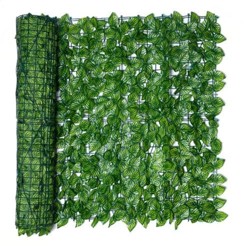 Pomurom Rotolo Siepe Artificiale per Balconi, 0,5m x 1m/ 300cm Siepe Finta per Recinzione, Recinzione Giardino Esterno con Foglie di E-dera Finta per Ringhiera Terrazzo Balcone Cortile