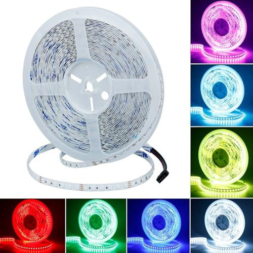 GOMING 10M LED Strip RGB 24V LED Streifen 1200LEDs Nicht Wasserdicht IP20 | 120W SMD3535 LED Band Selbstklebend Hohe Helligkeit für Innen Heim Deko(RGB Controller und Netzteil Nicht Enthalten)