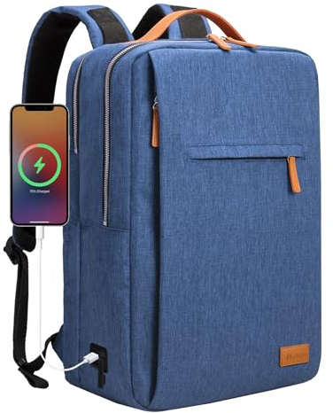 Hp hope Laptop Rucksack Business Rucksack Damen, Rucksäcke Herren 15,6 Zoll Laptop, 22L Handgepäck Reisetasche mit USB-Anschluss, Wasserdicht Backpack Reisen Arbeit Flugzeug Blau