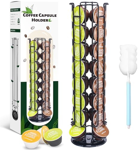 YUTUY Porta Capsule per Caffè,Supporti per Capsule,Porta Capsule Caffe,Portacapsule per 32 capsule(Non contiene capsule di caffè)Supporto Girevole Verticale 360°,Nero