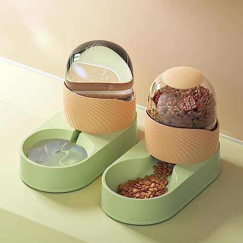 BBTISG Automatischer Katzenfutterspender und Wasserspender Set, 2L Automatischer Futterspender für Kleine und Mittlere Haustiere Futter- oder Wasserspender für Hunde und Katzen (Grün)