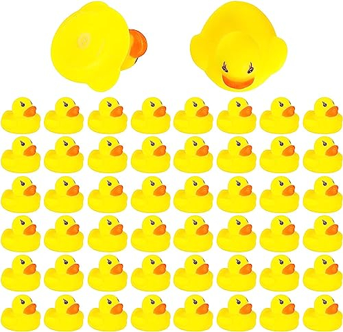 DERAYEE 50pcs Caoutchouc Canard Mignon Petit Canard Jaune Flottant Jouet de Bain Jouet de Divertissement Aquatique pour Enfants