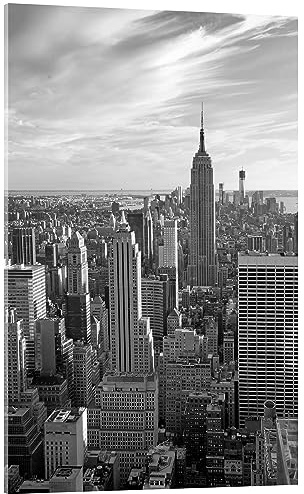 Posterlounge Ansicht von Manhattan im Abendlicht Acrylglasbild 20 x 30 cm Schwarz-Weiß Wandbilder Wanddeko