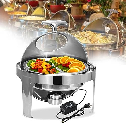 FLTRGO 6L Chafing Dish Eléctrico, Servidor de Buffet, Calientaplatos de Acero Inoxidable para Hotel Fiesta y Cocina, Calentador Fe Buffet para Alimentos Calientes