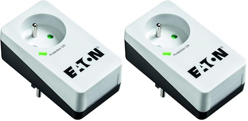 Eaton Multiprise/Parafoudre - Eaton Protection Box 1 FR - PB1F - 1 Prise FR - Blanc & Noir (Lot de 2)