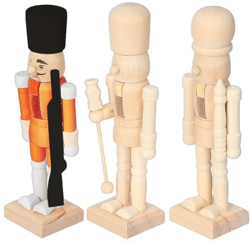 MAGICLULU 3 Stück Weihnachts-Nussknacker Aus Holz Unvollendet Nussknacker Aus Holz Zum Bemalen Unbemalter Nussknacker Für Weihnachtsdekoration DIY-Bastelarbeiten