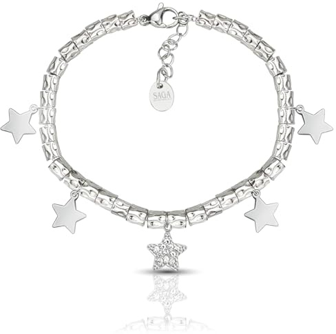 SAGA GIOIELLI® Damarmband Kornetter Hamrade Nuggets Stål Olika Hängen, Medium, Legerat stål, 0 st