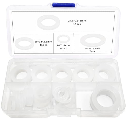 YIXISI 50 Pezzi Rondelle Piatte in Silicone, Rondella Silicone, Rondelle Della Doccia Guarnizione, O-Ring di Tenuta, per 1/2 3/4 1 Pollici Tubi Flessibili Doccia