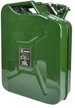 RocwooD Jerry Fuel Can 20 Litre Army Green Metal Gas Diesel Gasoline Petrol Oil Durable Travel 3 Welded Handles Portable Container For Cars Trucks Motorcycles