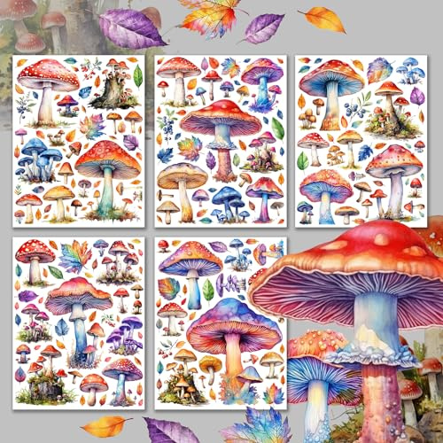 Decoupage Paper Pack (15 Sheets 8x11) Psychedelic Mushrooms HANATABA Vintage Styled Ephemera Pictures for Decoupage Craft and Scrapbooking
