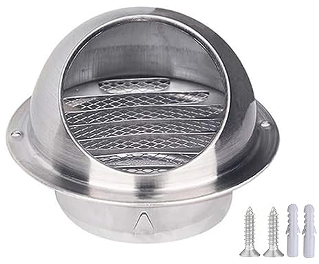 Runder Lufthaube, Edelstahl Kugelhaube, Edelstahl Ablufthaube, Lüftung Wetterschutzgitter, Wetterschutz-Gitter, Lüftungsgitter Lüftungsrohr, Aussengitter Anschluss, für Garage, Küche, Bad ( Color : Si