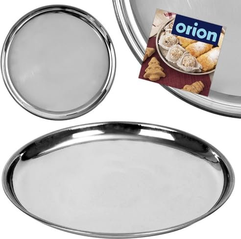 Bandeja para servir plato de servir, bandeja de camarero de acero, redonda, 23 cm