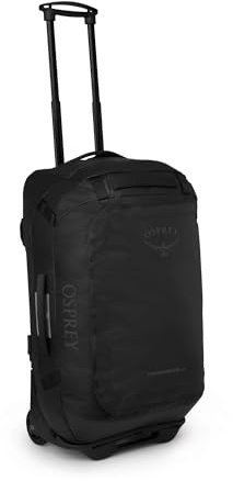 Osprey Transporter 60L Wheeled Travel Duffel Bag - Lightweight Rolling Suitcase for Men and Women, Raven Black