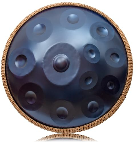 LOMUTY Handpan 432 HZ Avanzato, Hand Pan 12 Note 22 Pollici, Tamburo-Acciaio in D Minore, Tamburo a Mano con Borsa per Trasporto e Supporto, Steel Drum per Sound Healing, Meditazione, Blu