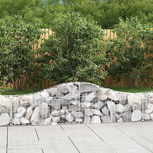 FUDUGEHMIOFWFJJ hochbeet schmal,fertigteich,pflanzkübel rund,Gabionen mit Hochbogen 3 STK. 200x30x40/60 cm Verzinktes EisenGeeignet für Garten, Terrasse, Schlafzimmer, Wohnzimmer