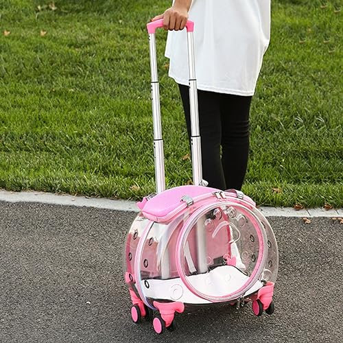 Haustier-Tragetasche auf Rädern, multifunktional, leise Räder, Haustier-Trolley, transparente Belüftung, Welpen-Trolley, Rucksack, tragbar, für Katzen, Hunde, Rucksack, Tasche zum Wandern,