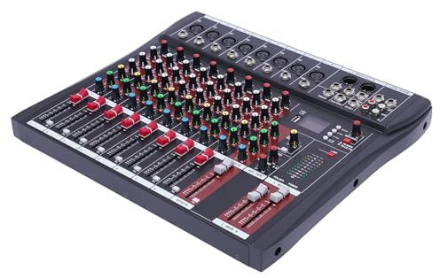 Professional Mixer Sound Board Console 8 Channel Desk System Interface Digital USB Computer MP3 Input 48V Phantom Power Stereo DJ Studio Black