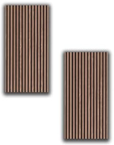 HPFloor Akustikpaneele holz 120x60 Walnuss 2er Set|Wandverkleidung Holz MDF Lamellenwand eiche|Wandpaneele Holzwand auf Schwarzem Filz zur Schalldämmung|Holzpaneele Wand 21mm