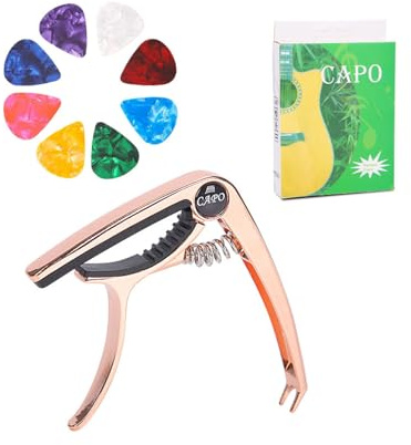 MOPZIJA capo guitarra,cejilla,Cejilla Guitarra Española Acústica Eléctrica Profesional, Guitar Capo de Ligero Aleación de Aluminio con 8 Púas de Guitarra para Guitarra Acústica Eléctrica Bajo