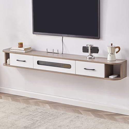 Mueble De TV Salon Mueble TV Suspendido Madera Maciza con 2 Puertas Y Puerta Abatible Múltiples Modos De Almacenamiento Gran Almacenamiento(Gray,120 * 24 * 20CM)