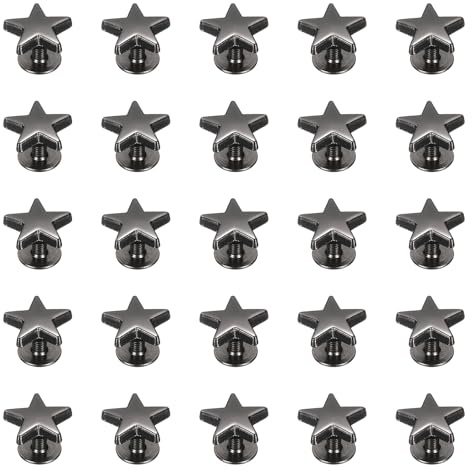sourcing map Lot de 25 rivets à tige en métal de 12 mm en forme d'étoile - Noir
