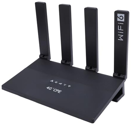 Router WiFi6 Sbloccato, Router CPE 4G LTE con Slot per Scheda SIM e 4 Antenne da 5dBi, Modem Router WiFi 300Mbps per Telefono Tablet Laptop, Portata 200 M (Spina europea)