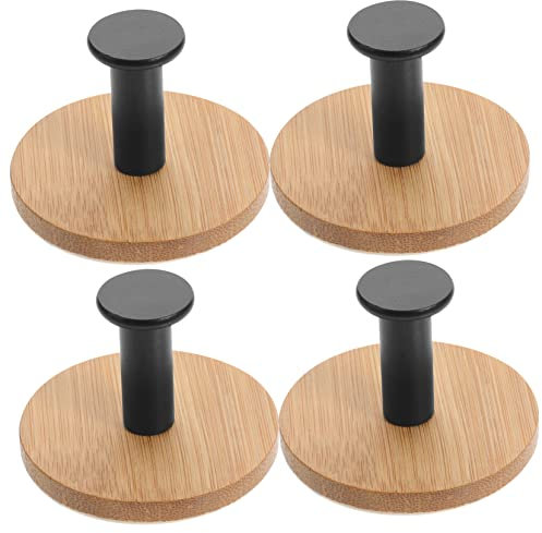 ANDRESLAD 4pcs Adhesive Wall Hooks Bamboo Stick Hooks for Damages Heavy Duty Coat Hanger for Home Decor