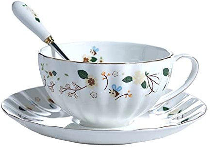Juego de Taza y platillo de té con Forma de Flor de café, Taza de café de cerámica de Phnom Penh, Juego de Taza de té con Forma de Flor, Taza de té Inglesa, Juego de té de Porcelana