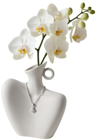 Weiblicher Körper Vase, Vase Menschlicher Körper, Kleine Blumenvasen Keramik Weiß Minimalistische Dekorative Ornament für Wohnzimmer Home Deko 21x18.5cm (Matte Weiß)