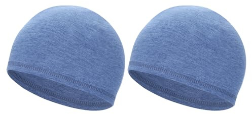 PATIKIL Helmet Liner Skull Cap for Men, 2 Pack Sweat Wicking Hats Stretchy Thermal Under Helmets Caps for Bicycle Motorcycle Cycling, Blue