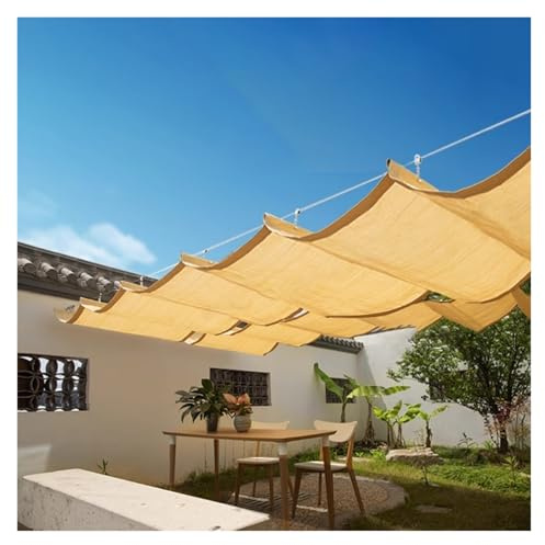 Wave Shade Sail, Retractable Sun Shade Canopy Patio,Pavilion Grill Gazebo, Backyards And Decks,Grape Trellis,Heavy Duty Pergolas For Gardens
