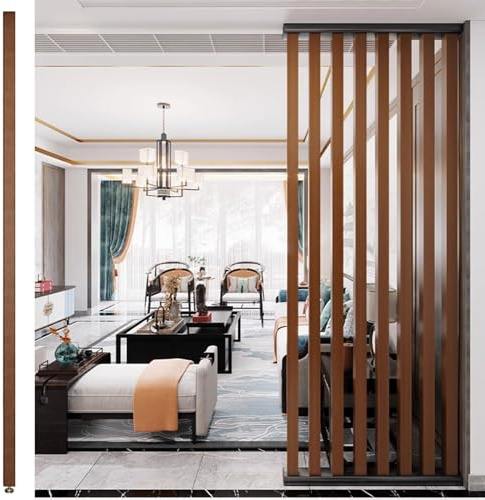 Divisorio alto 70240 cm dal pavimento al soffitto in legno per la privacy pannelli di separazione della stanza, design a doghe in legno per un'elegante divisione spaziale.