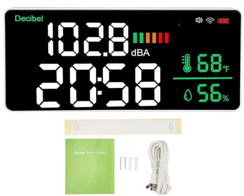 LED Dezibelmeter Wandmontage 4 in 1 Temperatur Luftfeuchtigkei