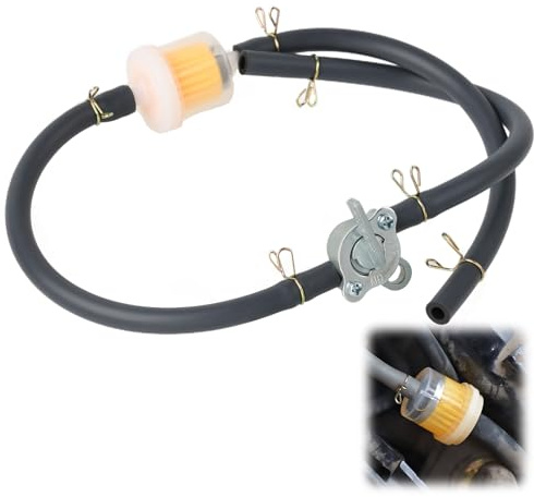 Universal Kraftstoffhahn Kit, Benzin Kraftstofffilter, Benzinhahn mit Kraftstoffschlauch und Filter, Kraftstofffilter Kit, Benzinschlauchfür Auto Motorrad, Rasenmäher, Rasentraktor
