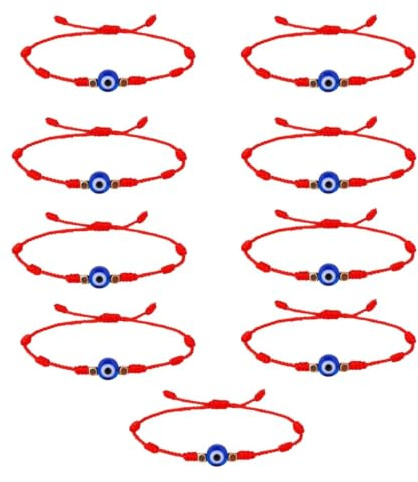 Zpeiran Bracelet Mauvais Œil en Corde Rouge,9 Pièces Réglables pour Protection et Porte-Bonheur - Pour Femmes, Hommes, Enfants, Couples et Amis - Idée Cadeau Bénédiction et Amitié
