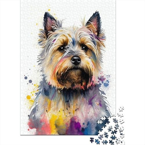 500 Pieces Jigsaw Puzzles for Adults Yorkshire Watercolor Square Wooden Puzzles Unique Piece Puzzle Educational Fun Games Toys 500pcs (52x38cm)