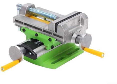 EasyByMall Étau à glissière croisée pour perceuse, fraiseuse, étau de précision en Alliage d'aluminium avec Mouvement à Double axe, mâchoires réglables de 7,6 cm, Vert/Gris